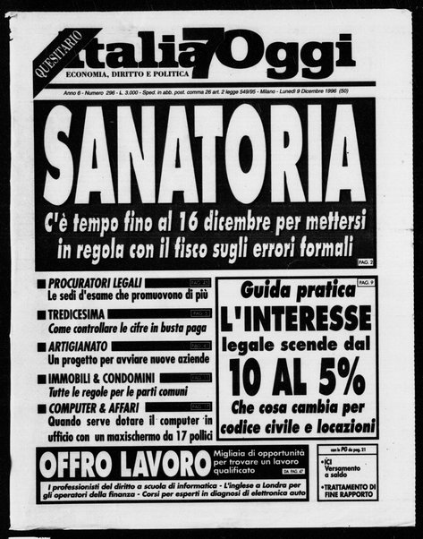 Italia oggi : quotidiano di economia finanza e politica